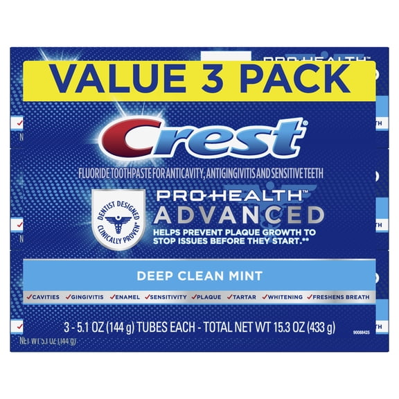 Crest Pro Health Advanced Deep Clean Toothpaste, Mint, 5.1 oz, 3 Pack