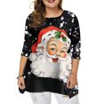 thumbnail image 1 of DYMADE Women Plus Size Christmas Print Loose Irregular Hem Long Sleeve Top, 1 of 6