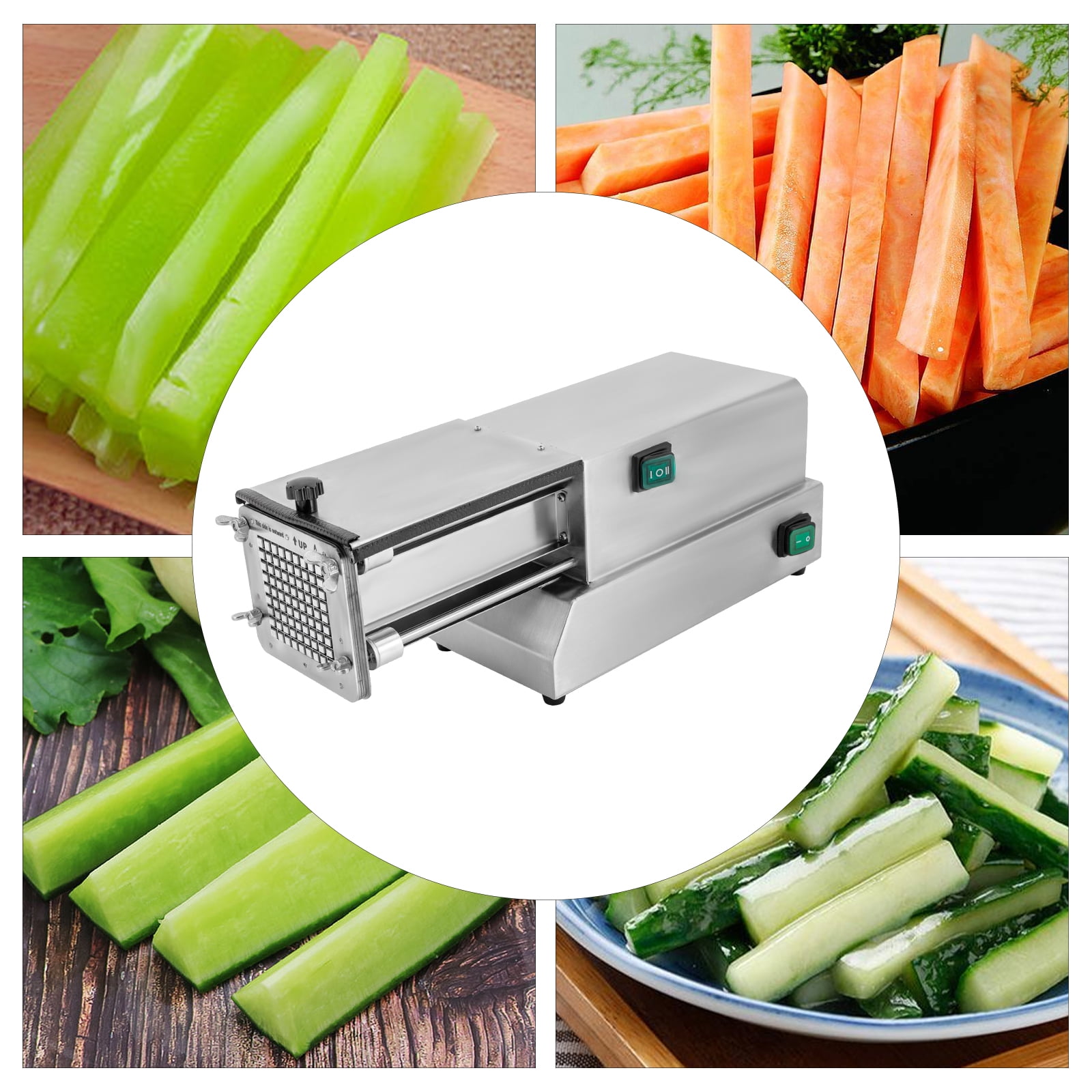 Miumaeov Electric Vegetable Slicer Commercial Fruit Slicer Machine  0-10mm/0-0.4in Thickness Adjustable Stainless Steel for Lemon Potato Onion  Tomato 110V 