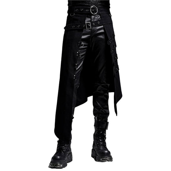 Men's Rock Punk Gothic Asymmetrical Half Dress Casual Pants for Stylish Outfits Mens Beach Pants Trousers Vacation Cargo Pants