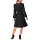thumbnail image 3 of Vestido midi negro de mujer con cuello en V, de manga larga, con capas y cintura alta, con bolsillos S, 3 of 5