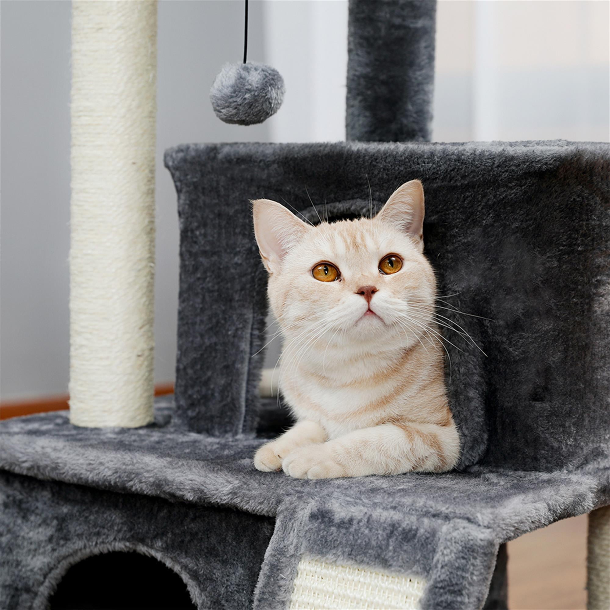 Kadyn 33" Multi-Level Cat Tree Tower Cat Condo with Scratching Posts, Jump Platform Top Perch, Hammock and Dangling Ball, Gray