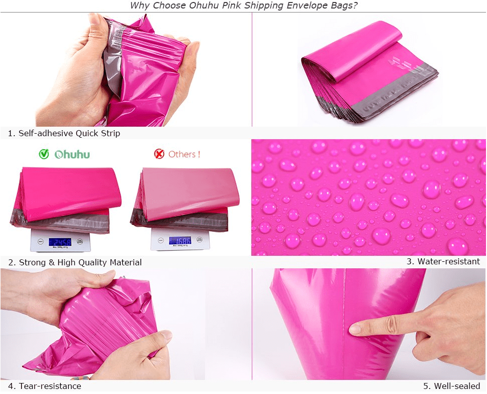 40 Enveloppes D'expédition Poly Mailers Jaunes Roses - Design Drapeau Américain 10x13 Pouces