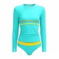 thumbnail image 3 of Gelikeya Girls Rash Guard Swimsuit Long Sleeve Tankini Top with Bikini Bottoms Bathing Suits for Girls 7-16Y Mint Green, 7-8 Years, 3 of 5