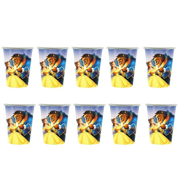 Belle Beauty and Beast Birthday Party Supplies Cups Tableware Disposable Paper Mouthwash Drinking Cups