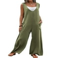 thumbnail image 4 of Combinaison en Coton pour Femmes Sans Manches à Jambes Larges Pantalon Ample Salopette Barboteuse Combinaison en Lin Grande Taille, 4 of 6
