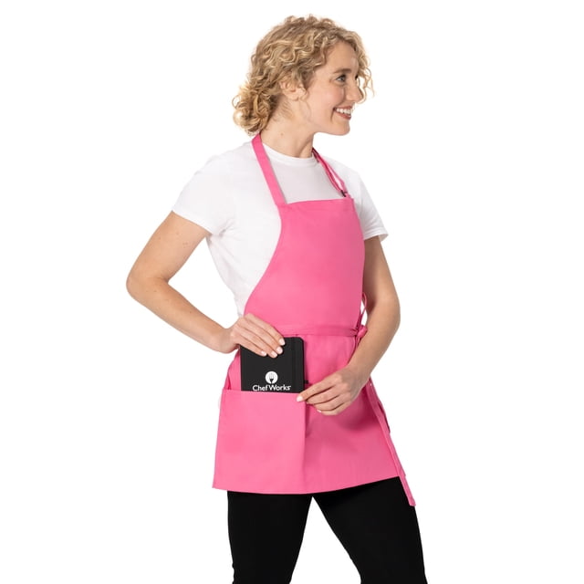Delantal Chef Works Ajustable Unisex Tres Bolsillos Rosa Fucsia Talla Única