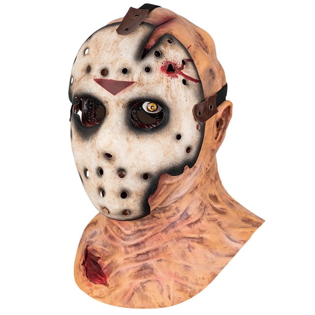 Cubierta para la cabeza de látex, máscara de Halloween, barra para la cabeza de látex, decoración de fiesta, cubierta para la cabeza de Jason, experiencia incomparable