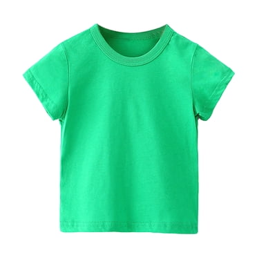 Penkiiy Toddler Baby Boys Girl Comfortable Solid Color Short Sleeve Cotton T-shirt Top 11-12 Years Green