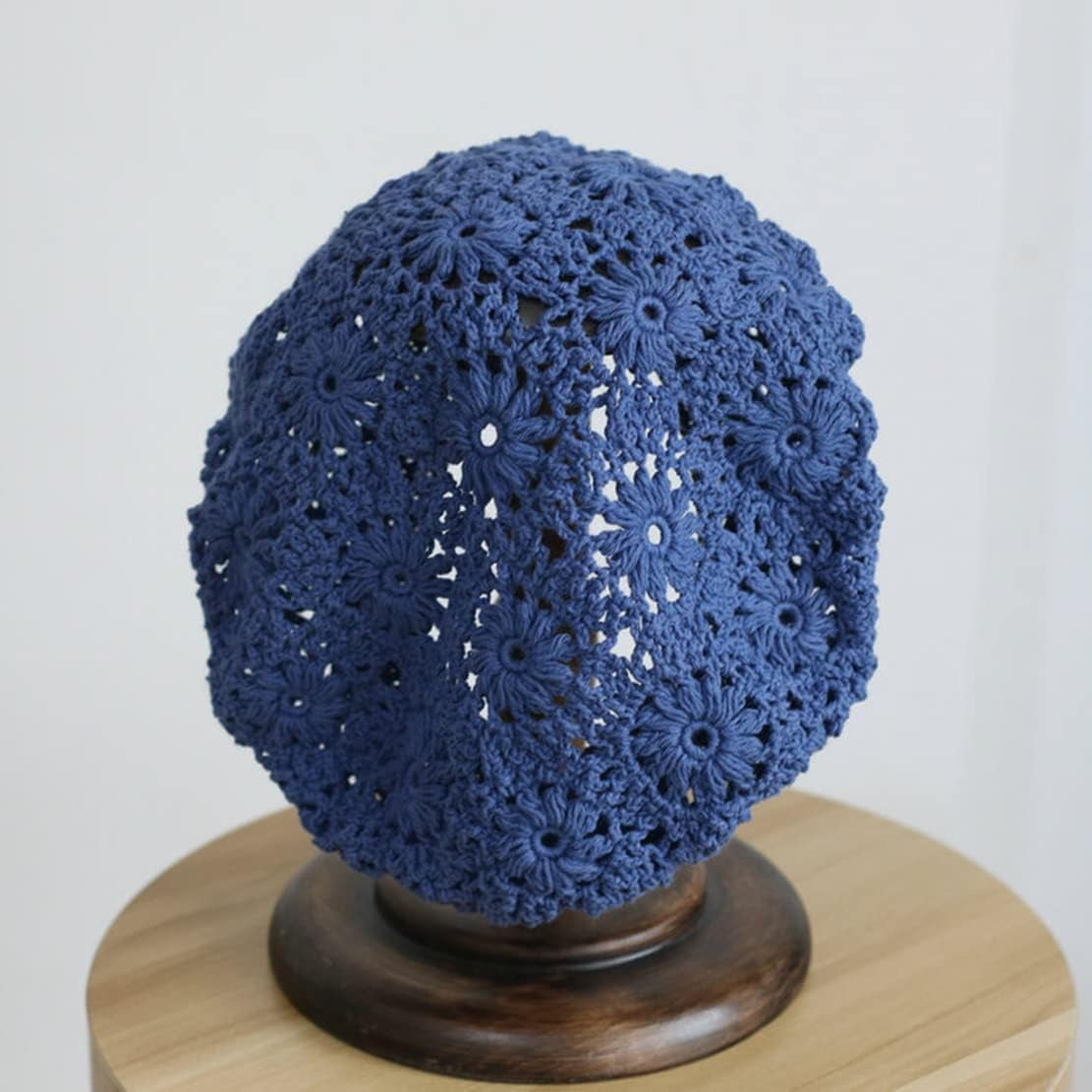 YooGuoGuo Hand Hook Hollowed-Out Chrysanthemum Beret, Hair Cap