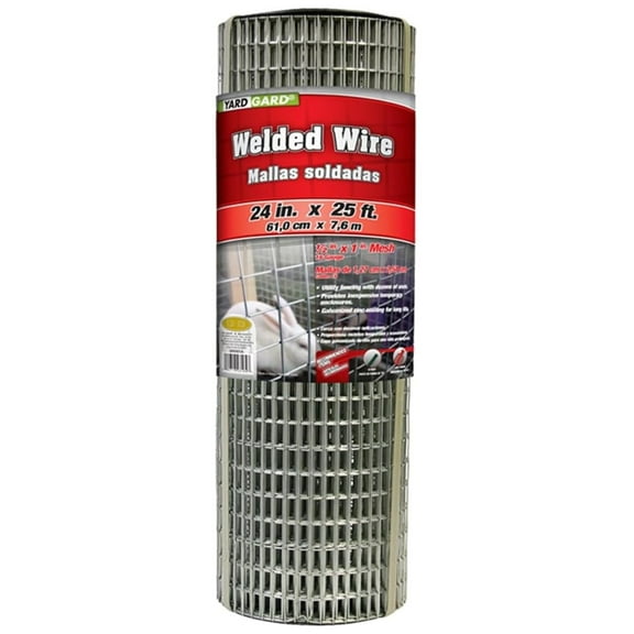 Welded Wire 1X2 Inch Mesh 24 Inch X 25 Foot 14 Gauge Galvanized Steel Wire Fence Ideal for Animal Enclosures, Cage Wire, Property Protection, Garden Fence, Rabbit Fence, and Utility Fence