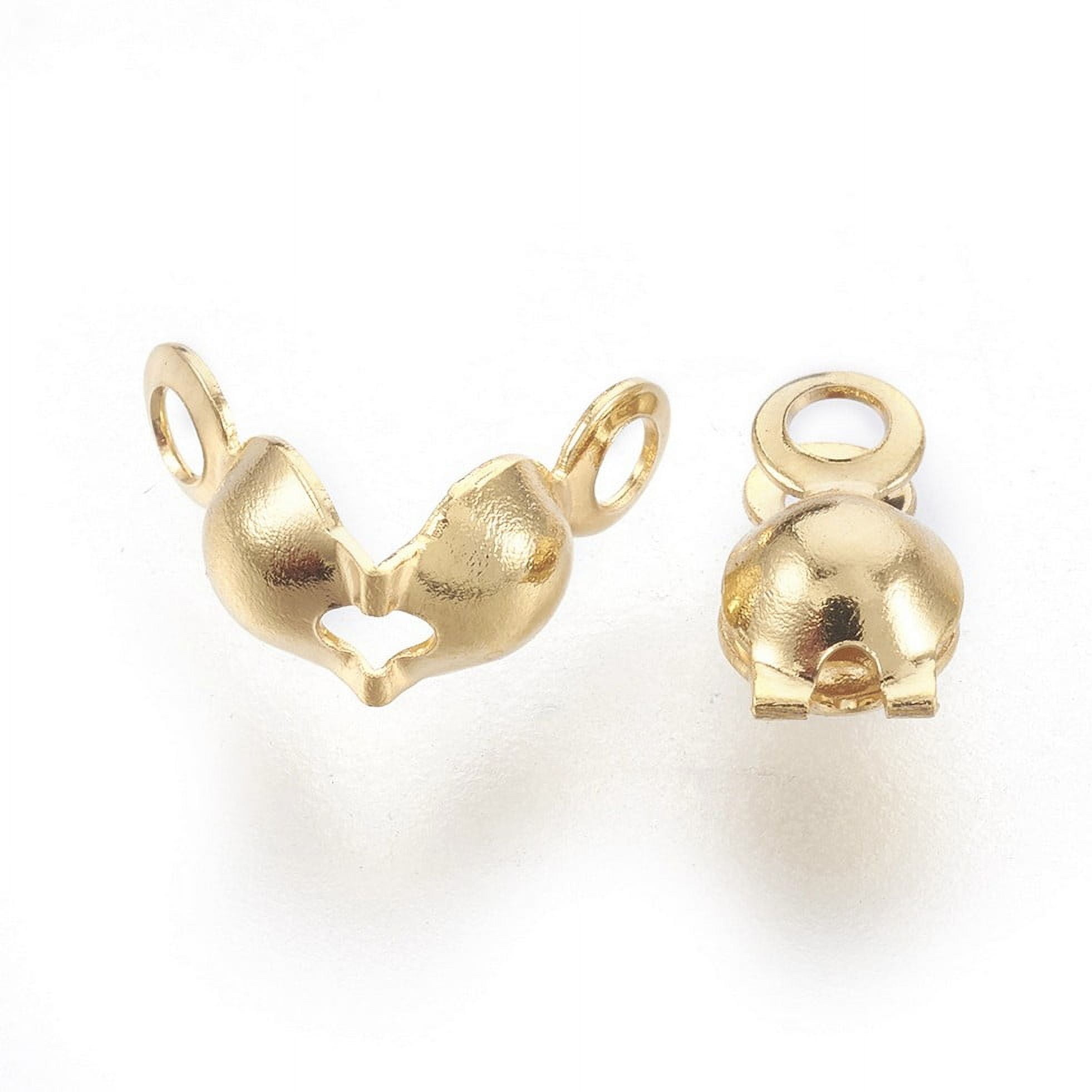 304 Stainless Steel Bead Tips Calotte Ends Clamshell Knot Cover Real 18K Gold Plated 8x4mm Hole: 1.2mm Inner Diameter: 3mm DIY