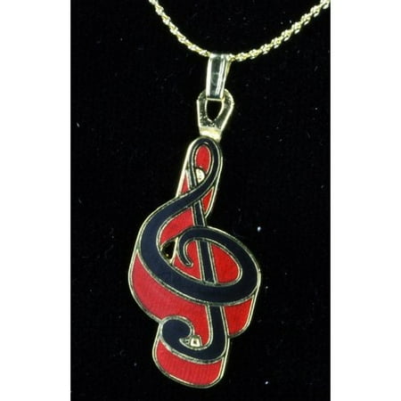 Harmony Rod - Harmony Jewelry G Clef Necklace in Gold and Red