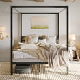 thumbnail image 4 of Einfach Queen Size Canopy Bed Frame with Metal Headboard, No Box Spring Needed, Black, 4 of 9