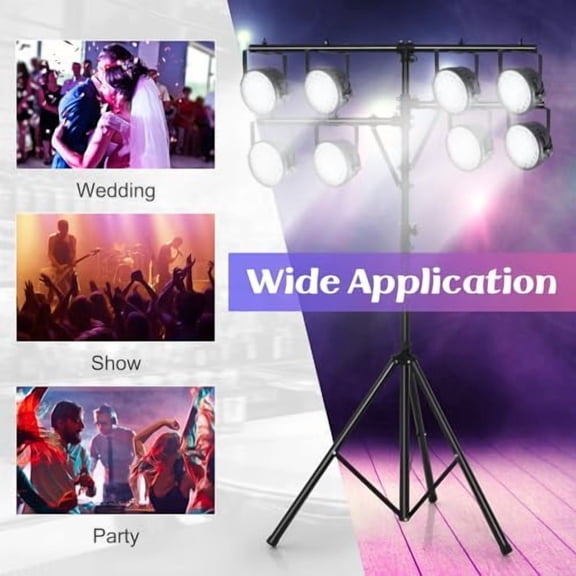 S AFSTAR Pro Audio Tripod Lighting Stand, Multi Arm Tripod w/ 6.1-11.5 FT Adjustable Height, Portable T Bar Light Stand w/ 100 LBS Capacity, DJ Lighting Stand Suitable for Stage Bar Banquet Party