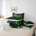 thumbnail image 4 of Gamer Bed in a Bag 7 Piece Gaming Bedding Comforter Sheet Set King, Green Geometry Honeycomb Print Bed Set Modern Abstract Plaid Cushiom Covers Gamepad Controller Fitted Sheet, 4 of 6