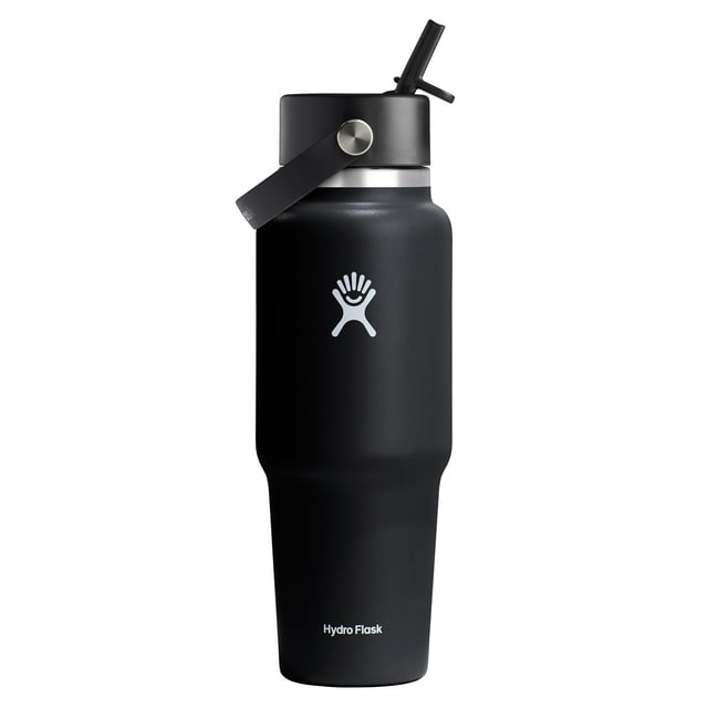 Water Bottle Hydro Flask Wide Flex Straw 950mL Black