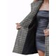 thumbnail image 5 of Abrigo de invierno con cinturón y cuello de chal de cuadros para mujer INSPIRE CHIC XS negro de pata de gallo, 5 of 6