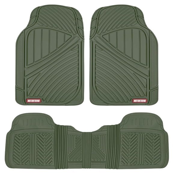 Motor Trend FlexTough Performance All Weather Rubber Car Floor Mats - 3 Piece Floor Mats Automotive Liners for Cars Truck SUV, Heavy-Duty Waterproof (Hunter Green)