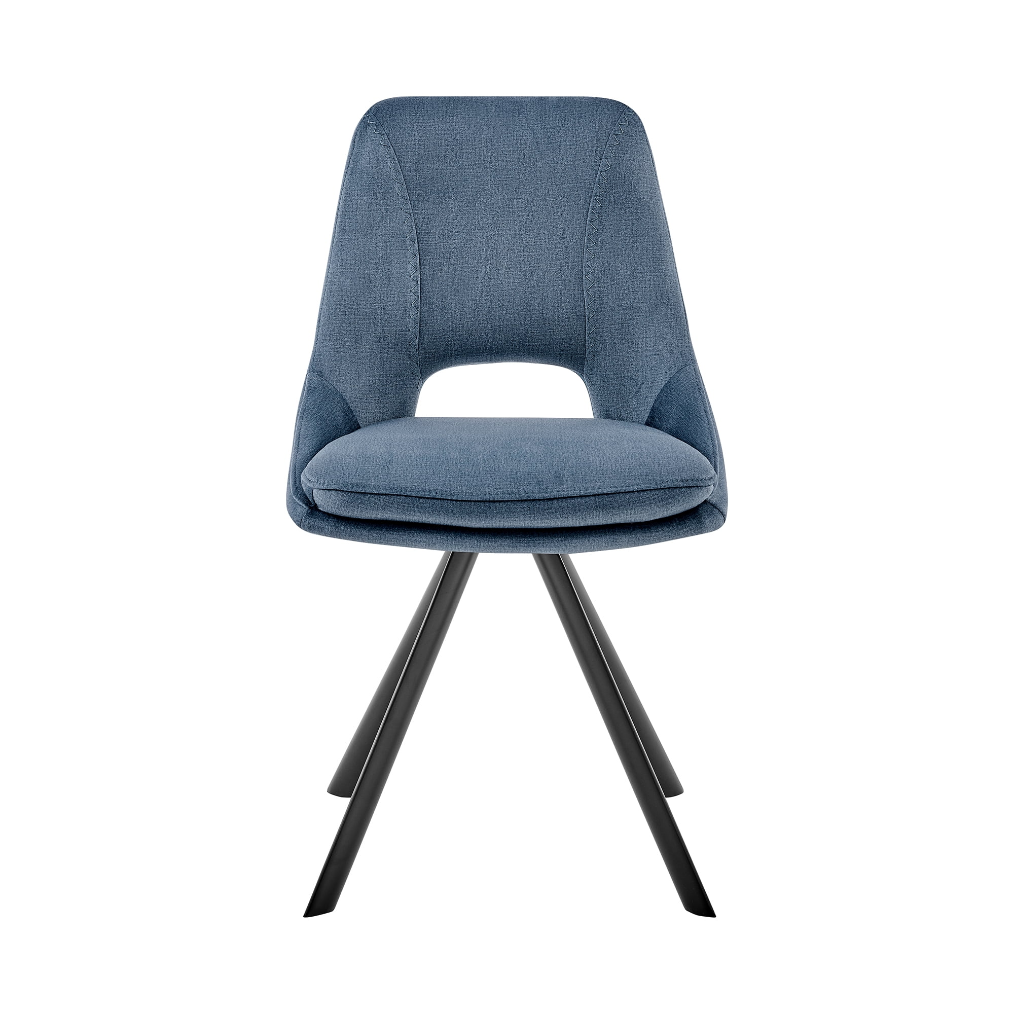 Lexi Dining Room Accent chair in Blue Velvet and Black Finish