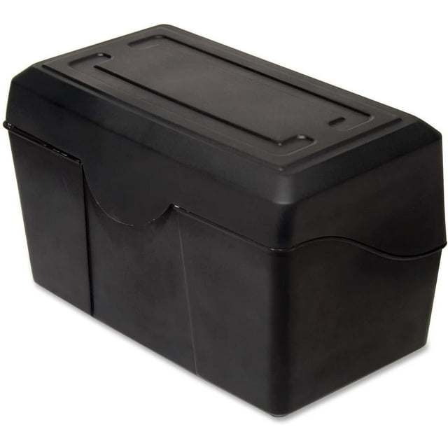 Stackable Flip Top 3 x 5 Index Card Holder, 300 Card Capacity Box, Black, 3.5 H x 5.5 L x 3 W Inches,