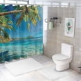 thumbnail image 7 of Orinice Palm Trees Boat Tropical Beach Bathroom Decor Set Polyester Fabric Bathroom Curtain with Hooks 69x72, 7 of 7