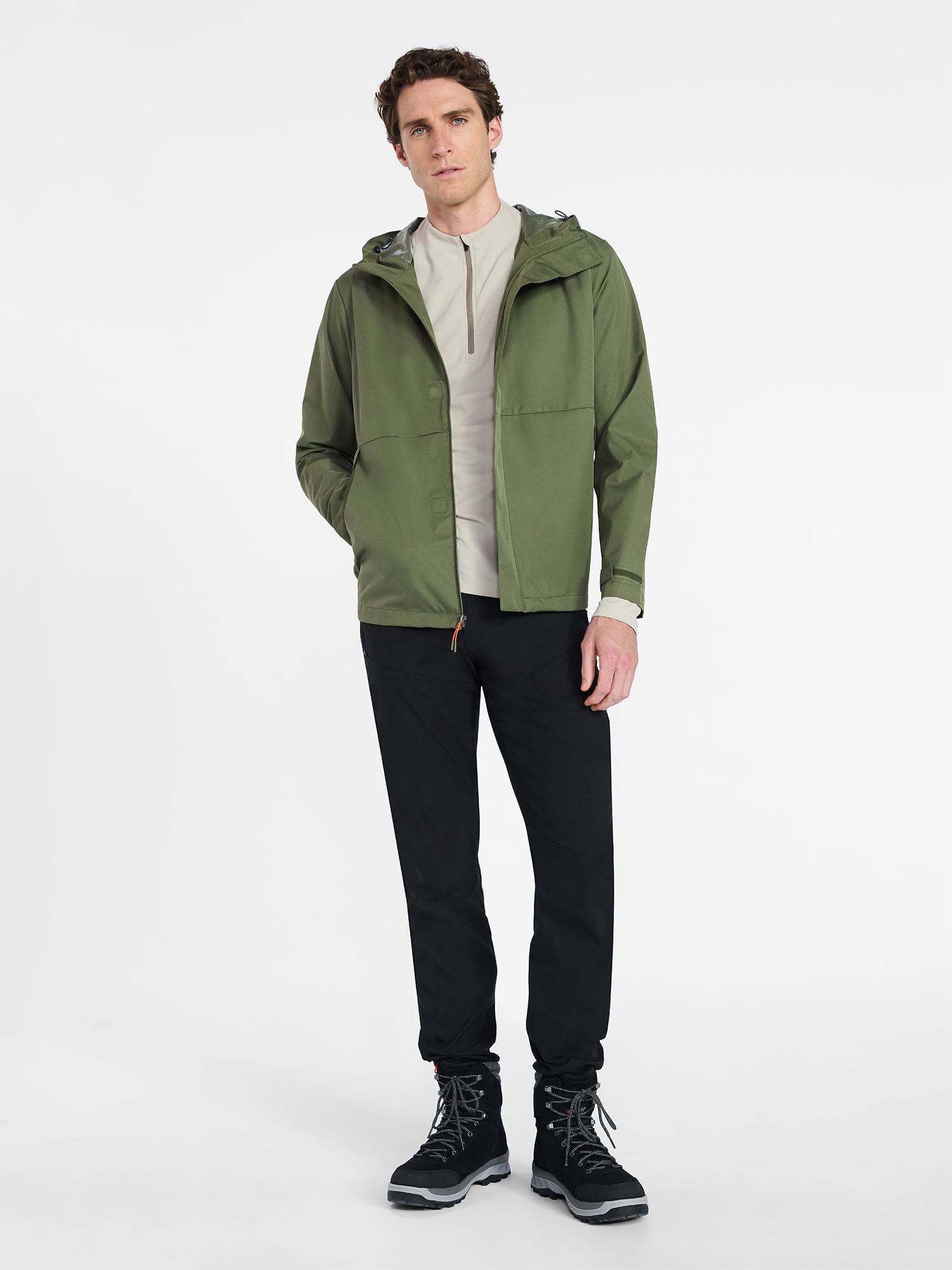 Ozark Trail Men's Rain Jacket with Hood, Sizes S-3XL