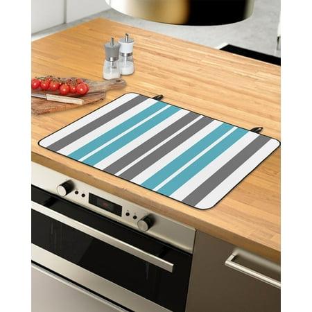 

Blue Grey Striped Stove Top Covers for Electric Stove Heat Insulation Fireproof Glass Cooktop Cover Counter Top Glass Stove Cover for Prevent Scratches 29 x21 Gray Modern Abstract Art