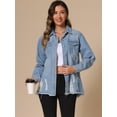thumbnail image 3 of DARING DIVA Women's Frayed Hem Ripped Distressed Denim Jacket L Light Blue, 3 of 6