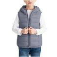 thumbnail image 2 of Kids Quilted Hooded Vest Lightweight Boys Girls Zipper Warm Sleeveless Jackets Children's Casual Padded Outwear Gilet Waistcoat Gray 11Y, 2 of 9
