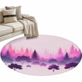 thumbnail image 2 of Gradient Forest Round Area Rugs 3 ft, Pink Purple Trees Abstract Watercolor Plant Washable Small Area Rug with Non-Slip Sturdy Edge Binding Round Front Door Mat Floor Carpet for Entryway, 2 of 9