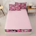 thumbnail image 4 of Manfei Playful Cat Zipper Queen Comforter Set with Fitted Sheet and 2 Pillowcases, Party Pet Sticker Zipper Bedding Set, Bright Pink, Pink Reversible, 4 Pieces, 4 of 7