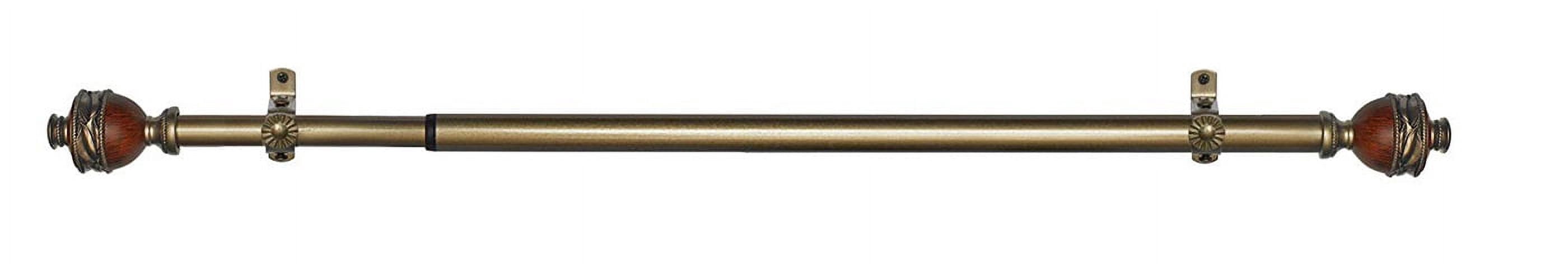 Bronze/Mahogany Decorative Telescopic Metal Curtain Rod with Contemporary Ultra Durable Polyresin Finials - Adjustable Size: 66" to 120"