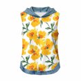 thumbnail image 7 of Erwazi Hooded Tops for Women Summer Sleeveless Denim Printed Vest Outdoor Activities Casual Jeans Tunic Top, 7 of 7