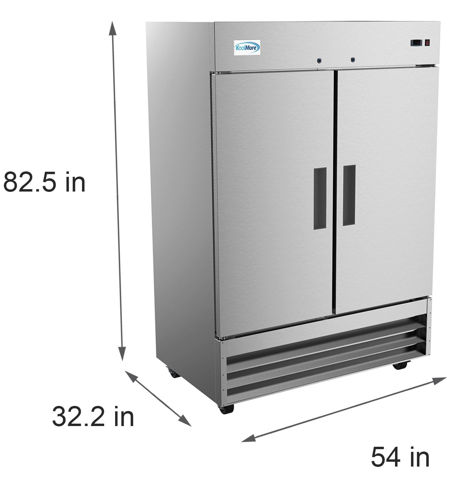 Koolmore 54" 2 Door Stainless Steel Upright Reach-in Freezer in Silver
