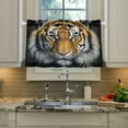 thumbnail image 4 of Beautiful Tiger Half Window Tier Curtains 36 Inch Blackout Thermal Insulating Kitchen Linen Tier Curtains for Kitchen, Bathroom, Cafe Home Decor, 4 of 7