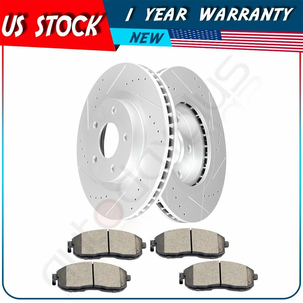 2pcs Brake Disc Rotors 4pcs Ceramic Pads For Nissan Rogue 08 13 Front