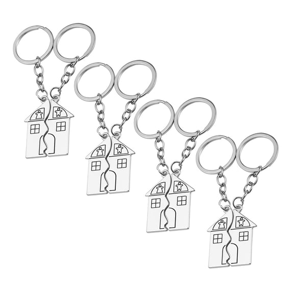GOOHOCHY  4 Pairs Home Keychain Boyfriend Gifts for Girlfriend Silver