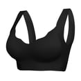 thumbnail image 2 of IQOGKRN Women's Seamless Wireless Bra Ribbed Texture No Underwire Seamless Full Coverage T-Shirt Pullover Sleep Bra Comfortable Everyday Support Bralette Black M, 2 of 8