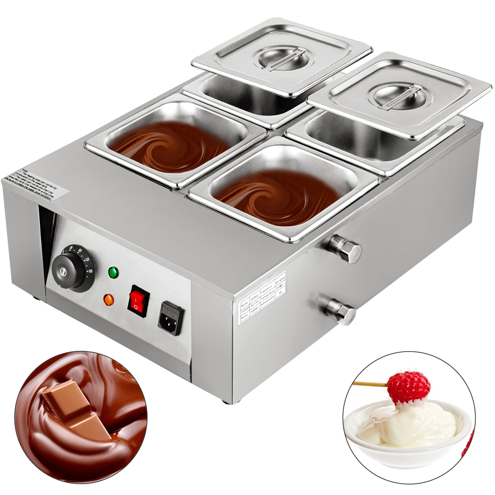 500W 2 Tanks Commercial Electric Chocolate Melting Pot Machine 110V/230V 12KG Digital Control Professional Chocolate Tempering Machine Chocolate Melting Pot 0-185℉ Adjustable