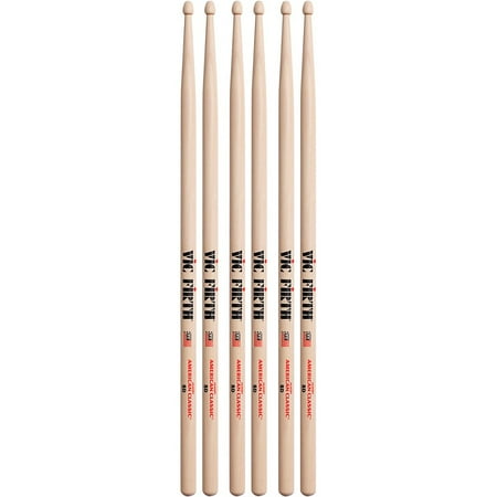 Vic Firth 3-Pair American Classic Hickory Drumsticks Wood 8D