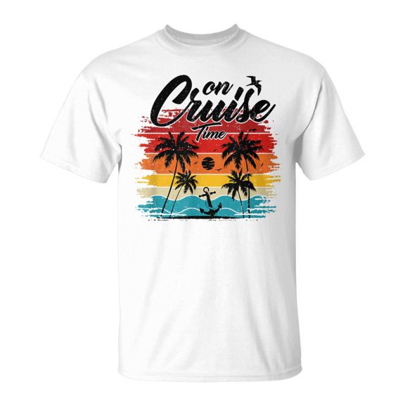 On Cruise Time Coconut Tree And Anchor Summer Beach Party TShirt