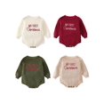 thumbnail image 3 of Rdhnmea Baby Christmas Sweater Romper Letter Embroidery Long Sleeve Crew Neck Knit Bubble Jumpsuit Xmas Outfits, 3 of 9