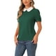 thumbnail image 4 of INSPIRAR CHIC Blusa de Mujer Vintage con Cuello Peter Pan, Manga Corta con Contraste, Talla XL, Verde Oscuro, 4 of 6
