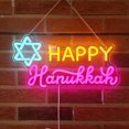 thumbnail image 1 of Letrero de neón Fadraney Happy Hanukkah con luces LED con forma de estrellas de David, 1 of 6