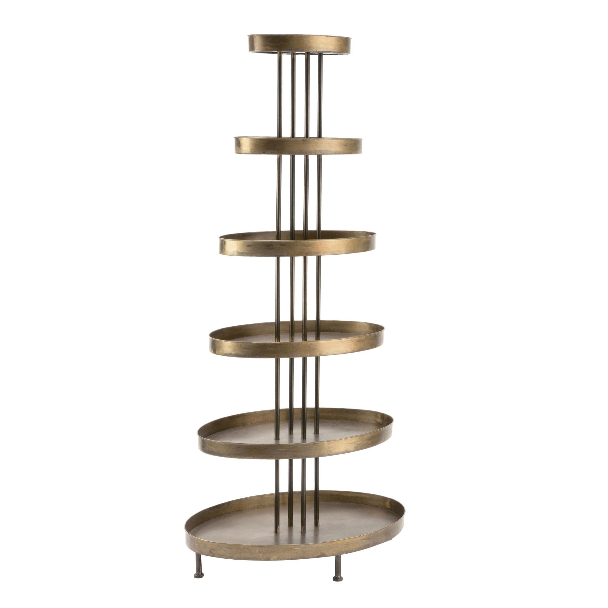67" Burnished Gold Finish Six Tier Oval Display Tower Shelf Walmart