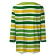 thumbnail image 4 of LWavelet Crew Neck Stripe Print Blouse Womens Plus Size 3/4 Sleeve Loose Fit Comfortable Daily Top Yellow 5XL, 4 of 5