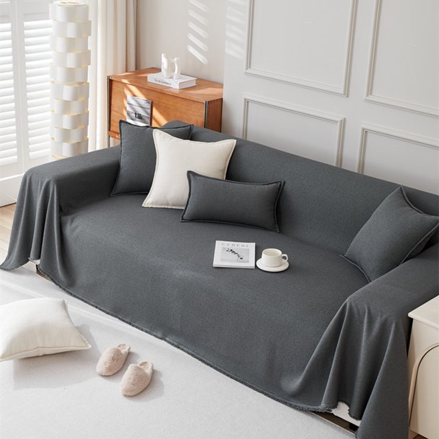 New Four Season Anti Slip Sofa Towel Anti-cat Scratch Sofa Cover Teddy Velvet Waterproof Universal Solid Color Sofa Cloth Towel