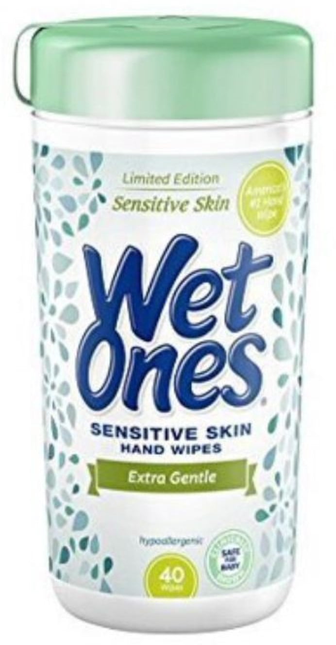WET ONES Sensitive Skin hypoallergenic Wipes Extra Gentle 40 Each (Pack