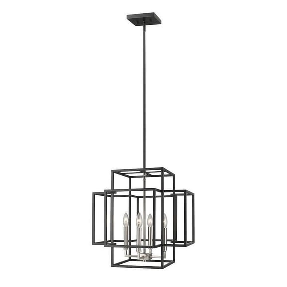 4 Light Pendant in Transitional Style 18 inches Wide By 18 inches High-Black/Brushed Nickel Finish Bailey Street Home 372-Bel-2750624
